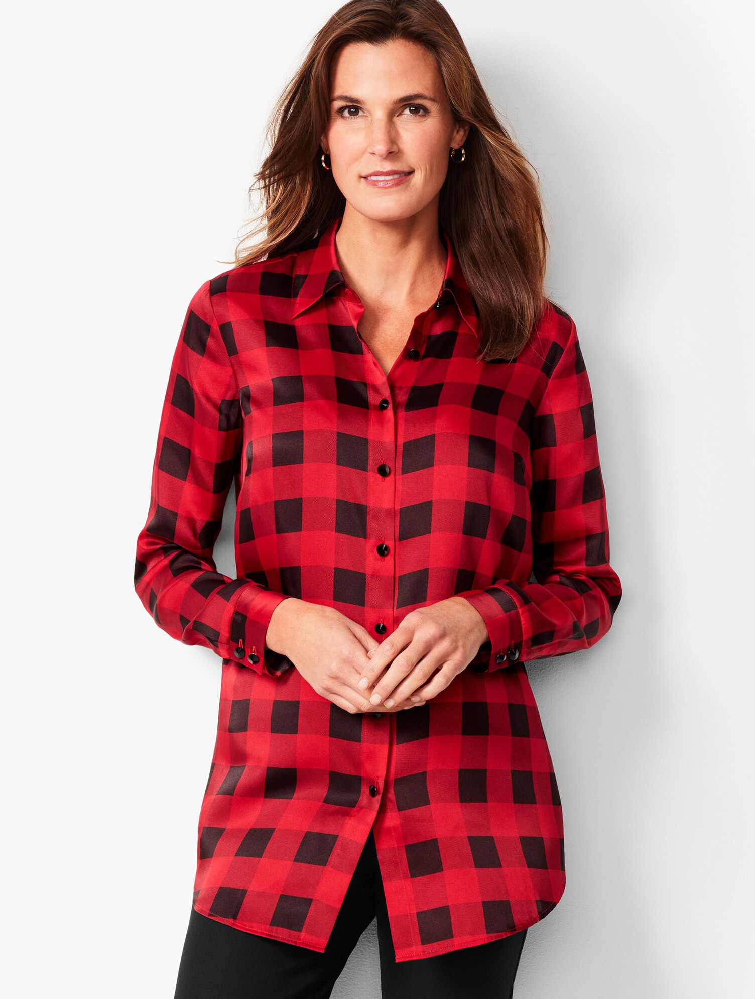 Buffalo-Plaid Button-Front Shirt