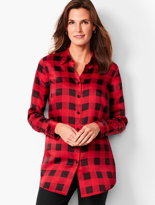 Buffalo-Plaid Button-Front Shirt