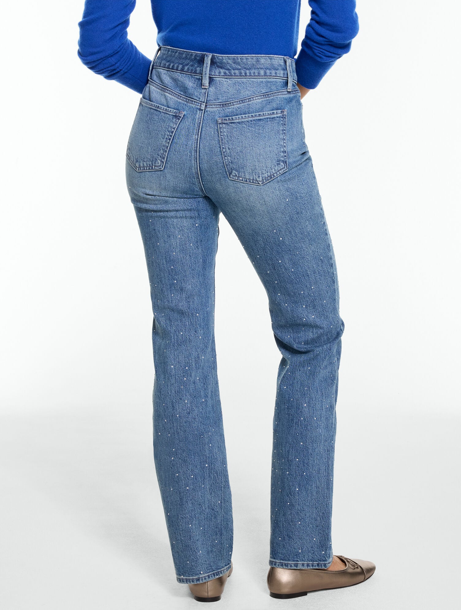 Barely Boot Rhinestone Jeans - Medium Shine