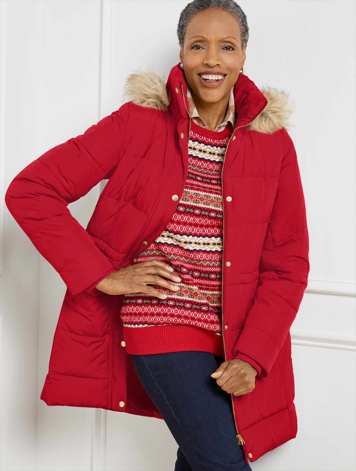 fur trim hooded down jacket faux fur hood