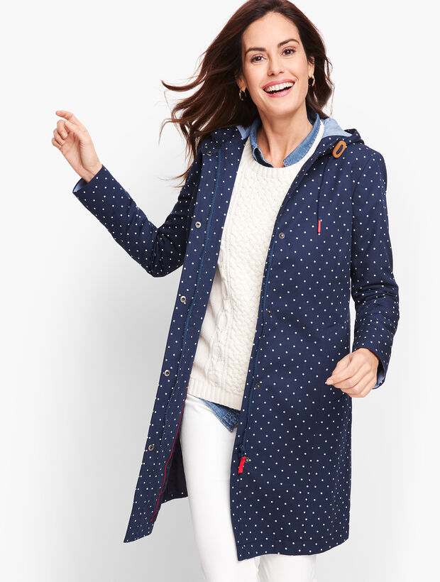 Hooded Polka Dot Rain Jacket