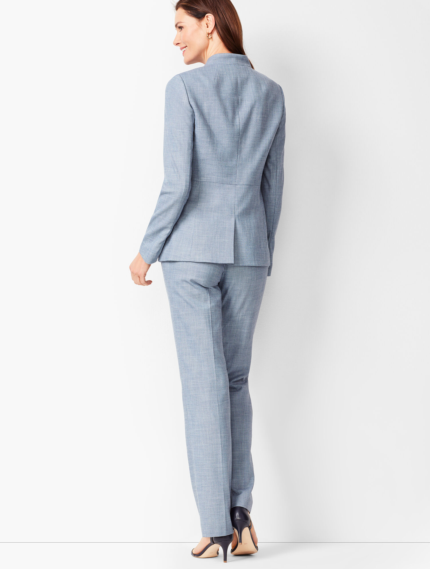Tailored Sharkskin One-Button Blazer