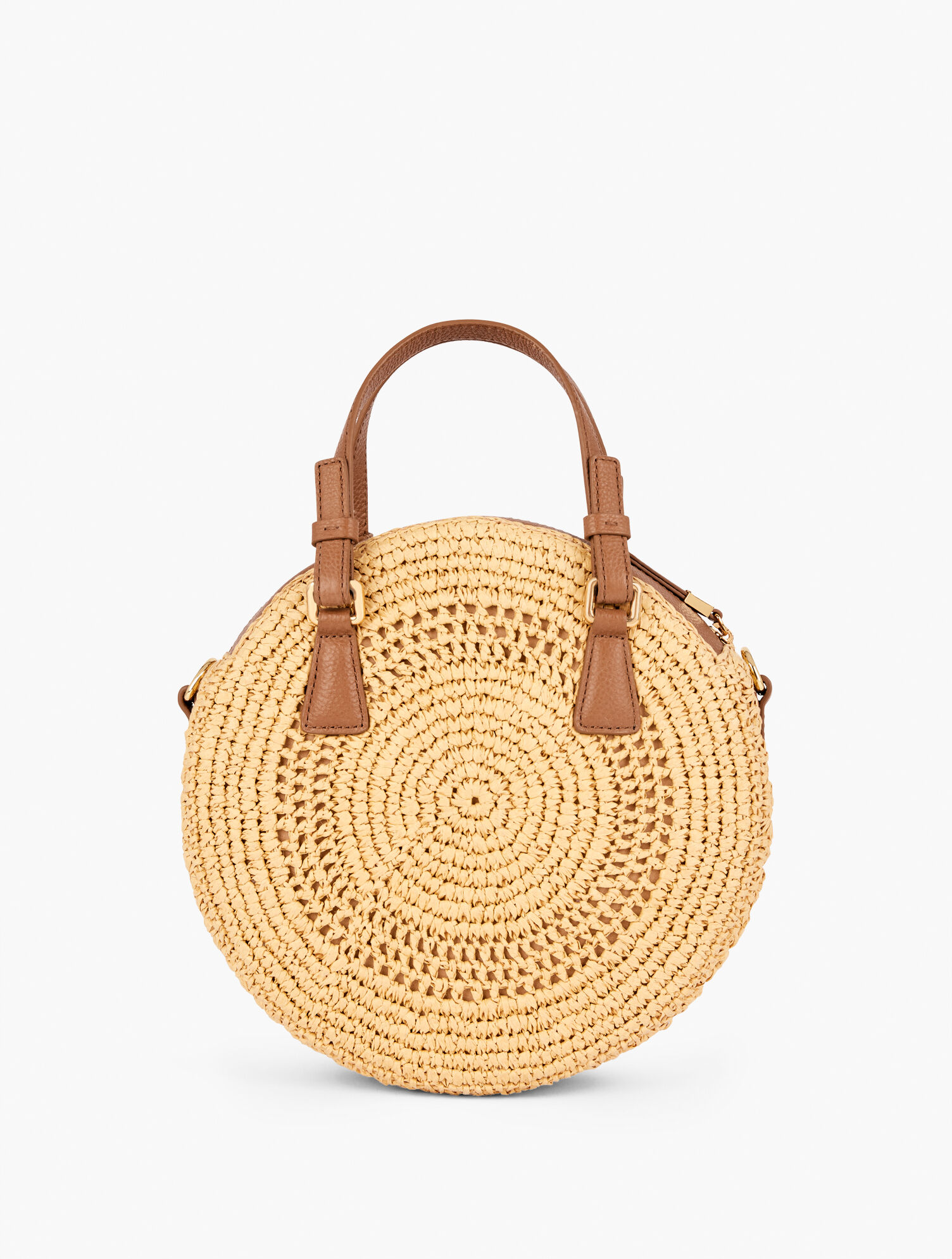 Leather Trim Woven Circle Crossbody Bag Talbots