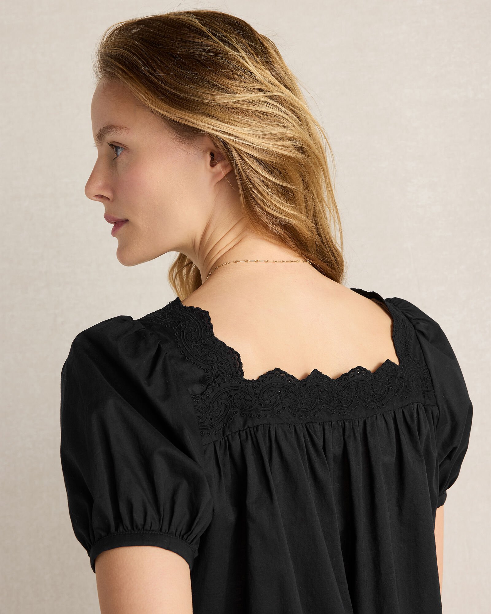 Organic Cotton Poplin Embroidered Top