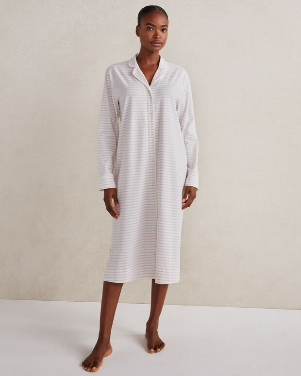 Organic Cotton Jersey Paired Stripe Sleep Shirt | Haven Well Within