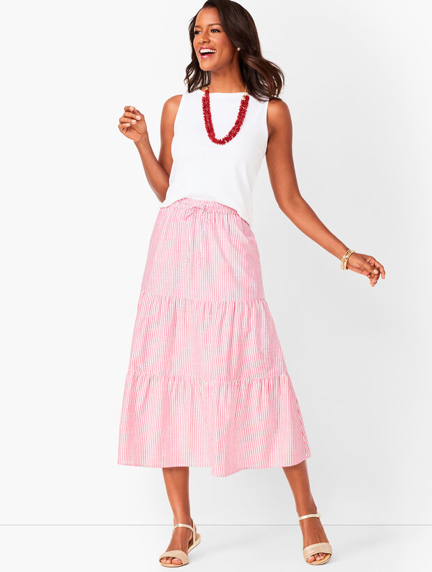 Tiered Cotton Midi Skirt