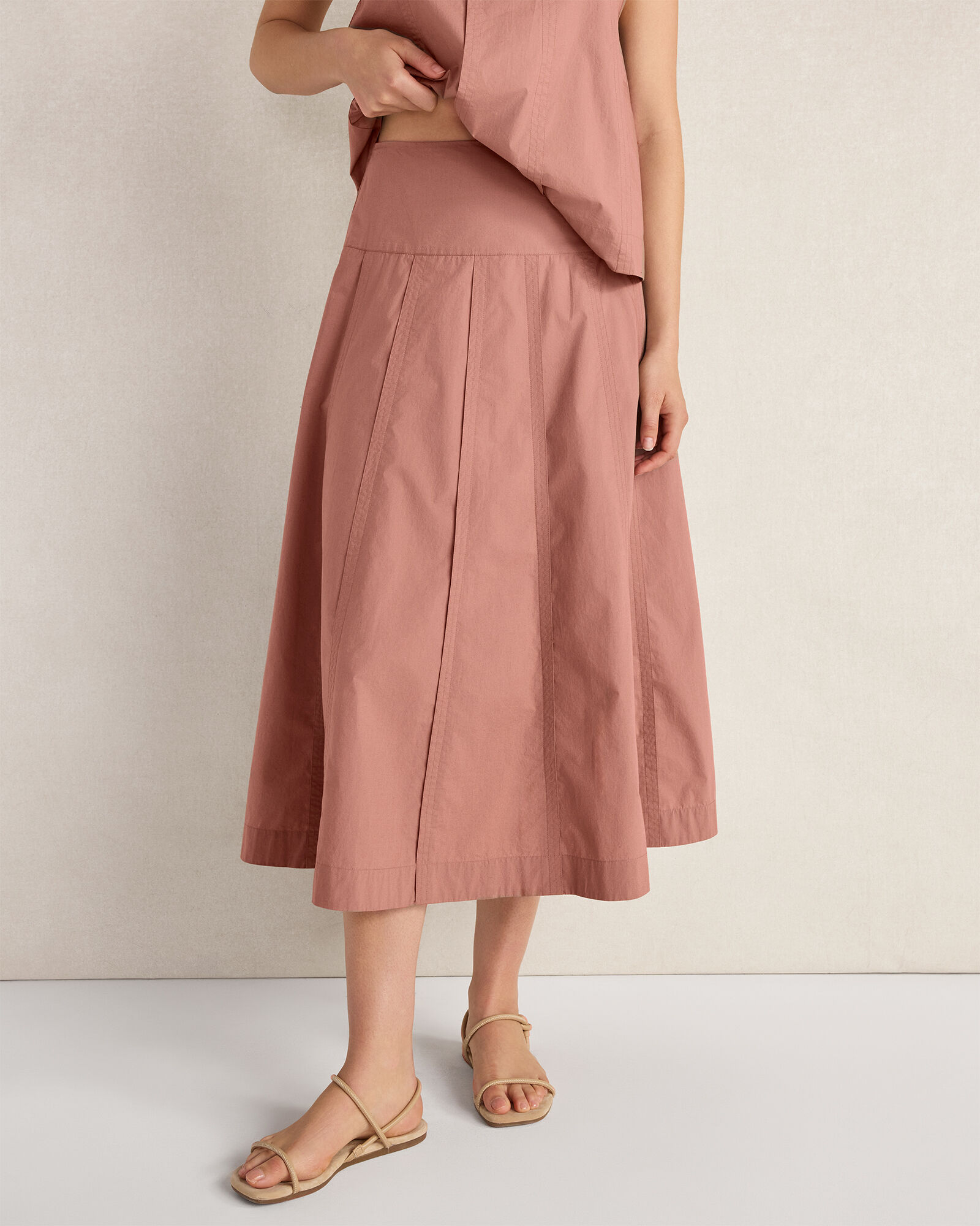 Organic Cotton Poplin Drop Waist Skirt