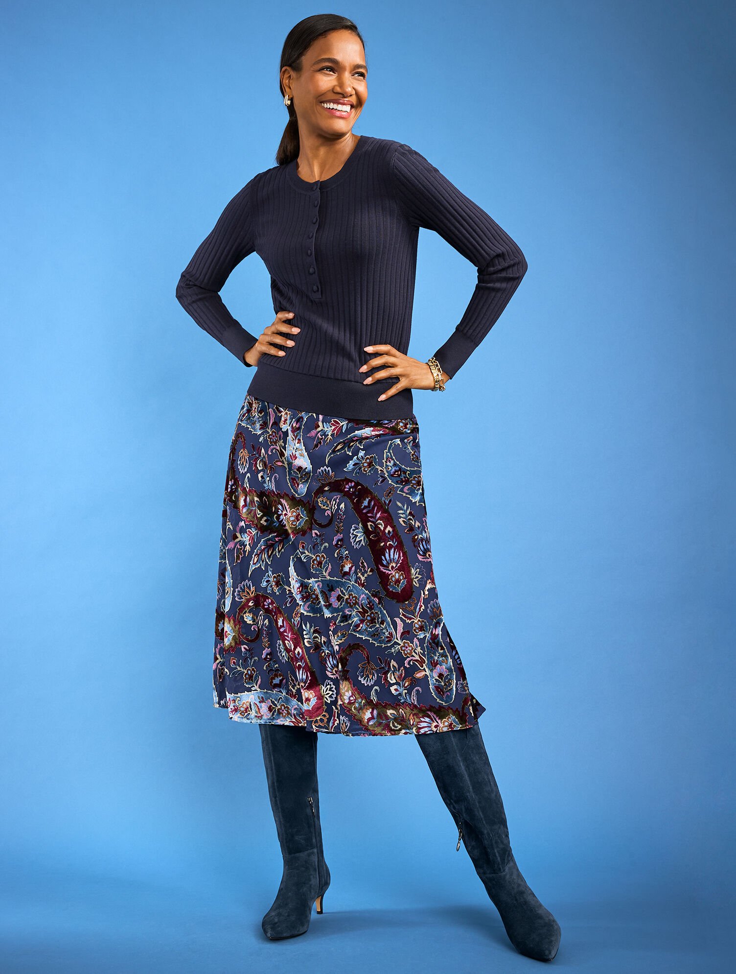 Burnout Velvet Skirt - Floral Paisley | Talbots