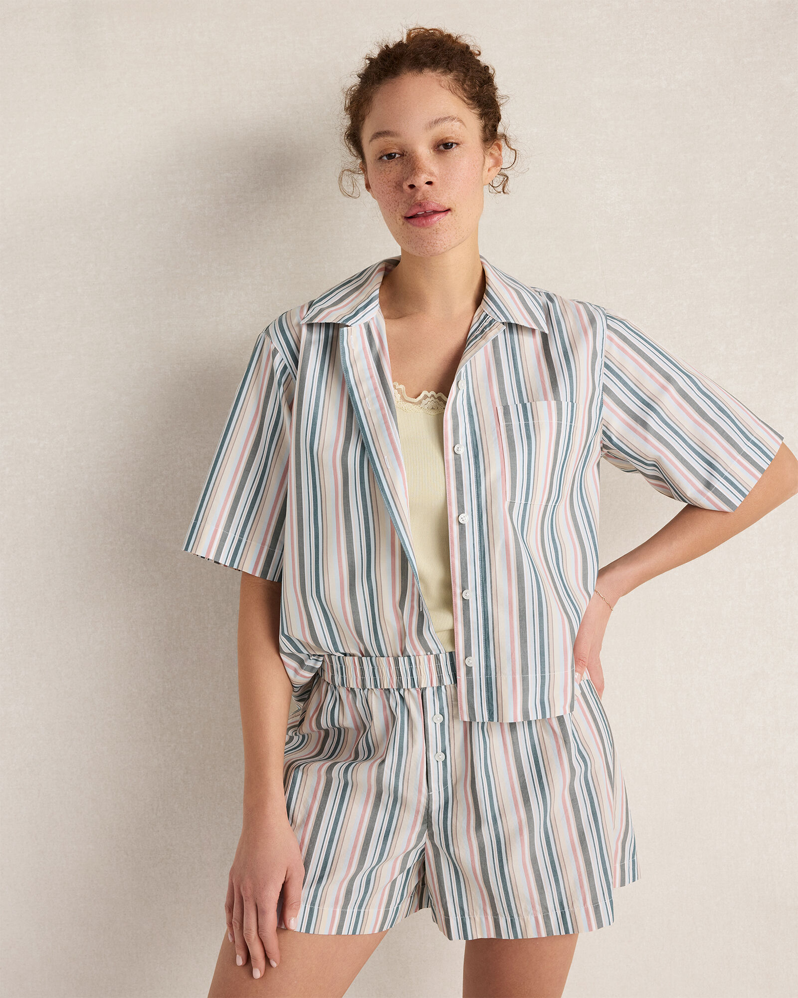 Organic Cotton Poplin Summer Stripe Pajama Top