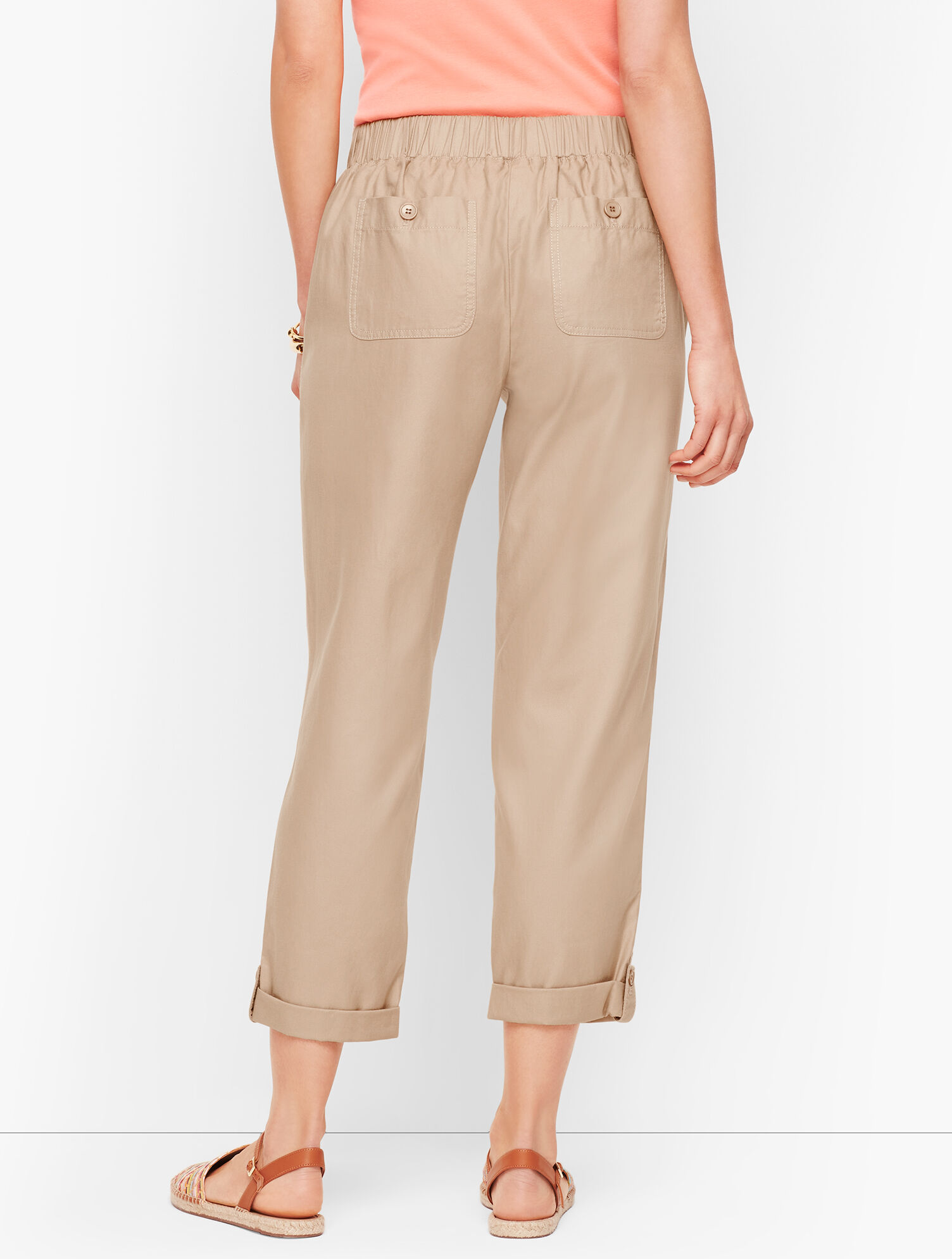 Aspen Twill Slim Fit Cropped Pants - Beige
