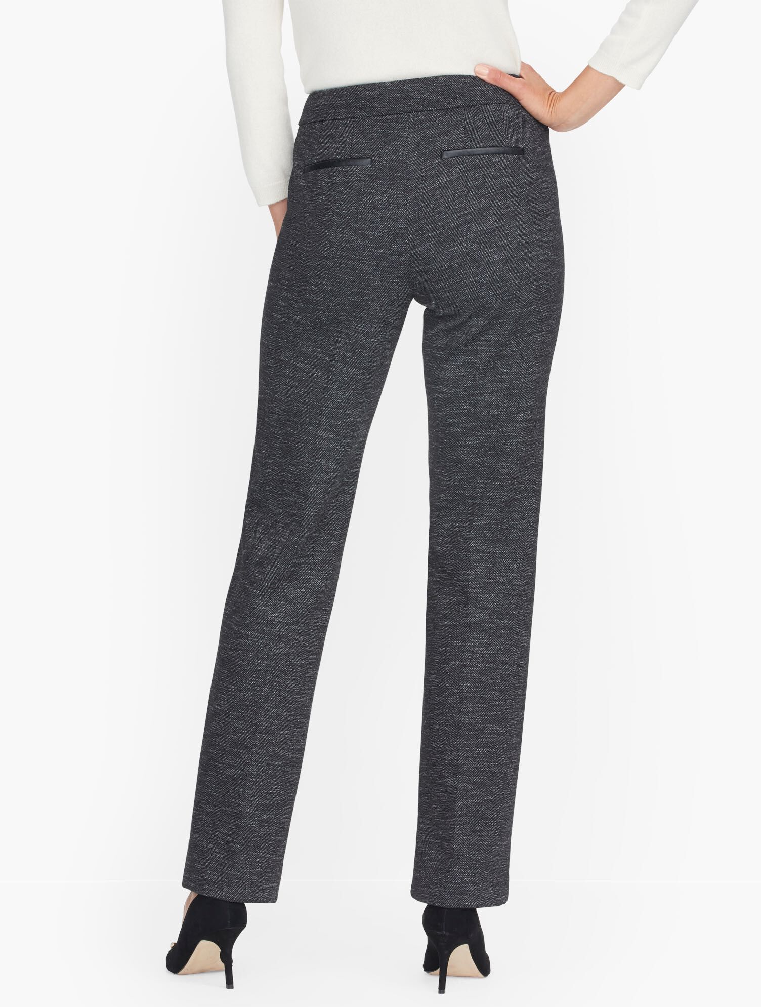 Italian Luxe Knit Herringbone Straight Leg Pants