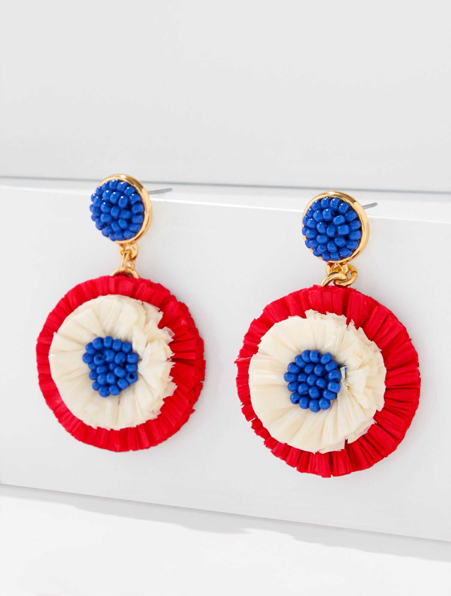 Tricolor Straw Drop Earrings