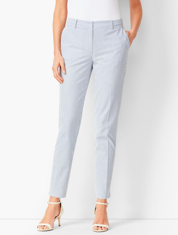 Lightweight Seersucker Slim Ankle Pants