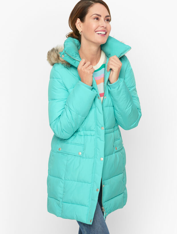 Faux Fur Hooded Down Alternative Puffer Coat