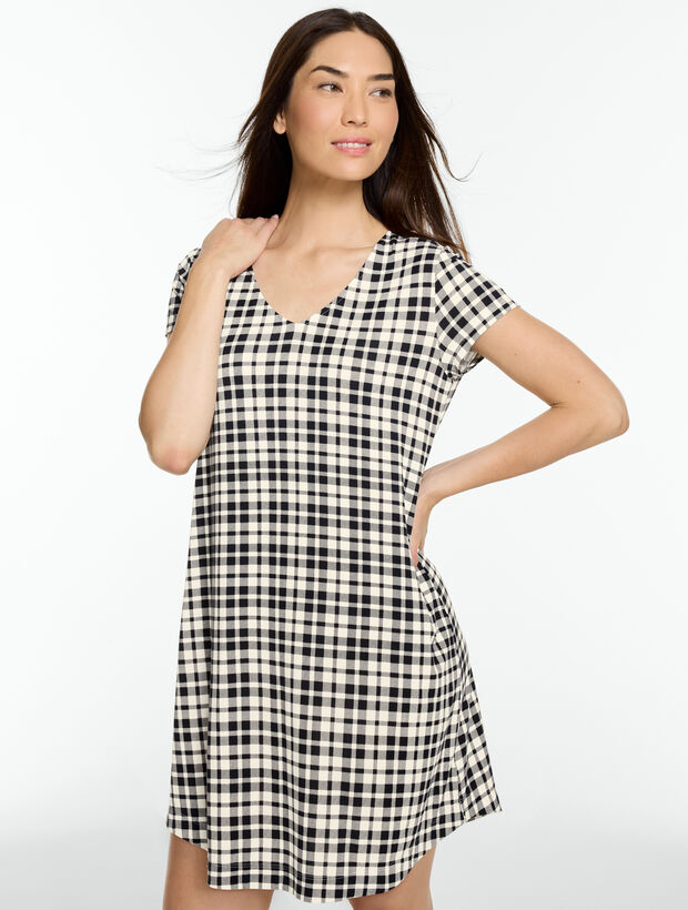 Talbots x Soma Short Sleeve Pajama Dress - Lovely Plaid