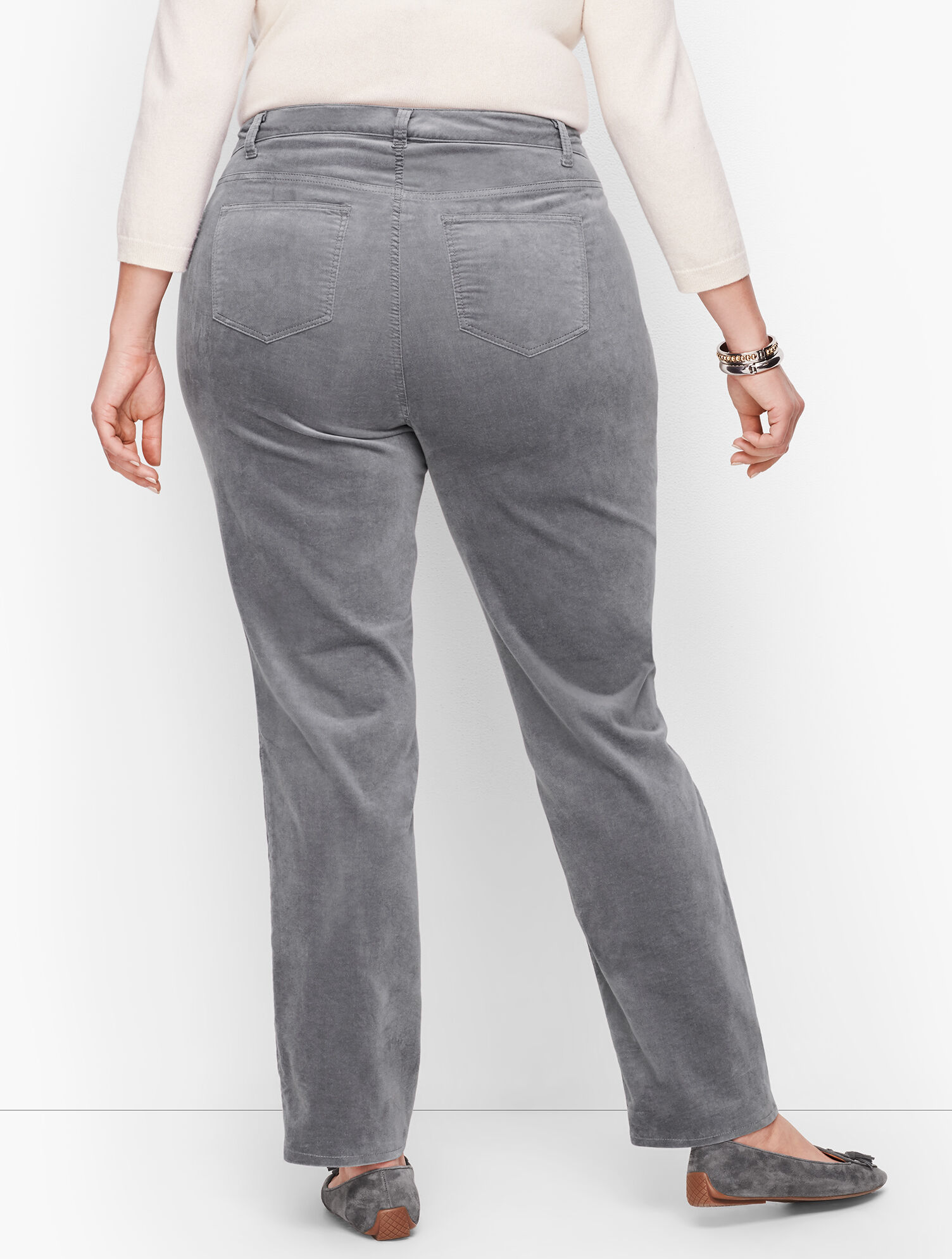 Velveteen Straight Leg Pants - Curvy Fit
