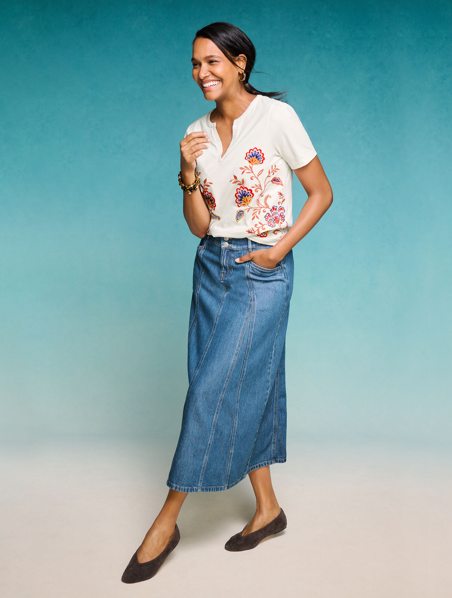 Denim Midi Skirt | Talbots