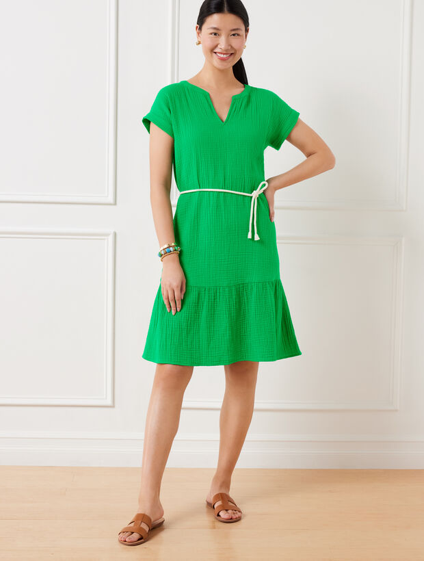 Drop Waist Gauze Shift  Dress