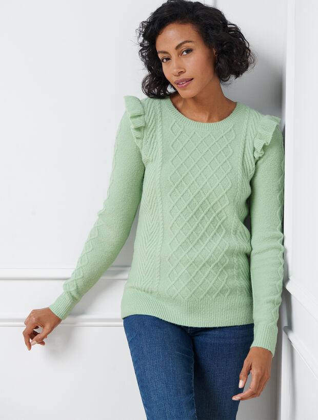0060~ruffled crewneck sweater main image 0
