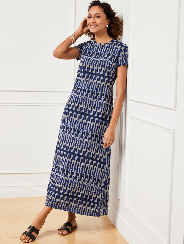 Donna Morgan Blue Geo Maxi Dress