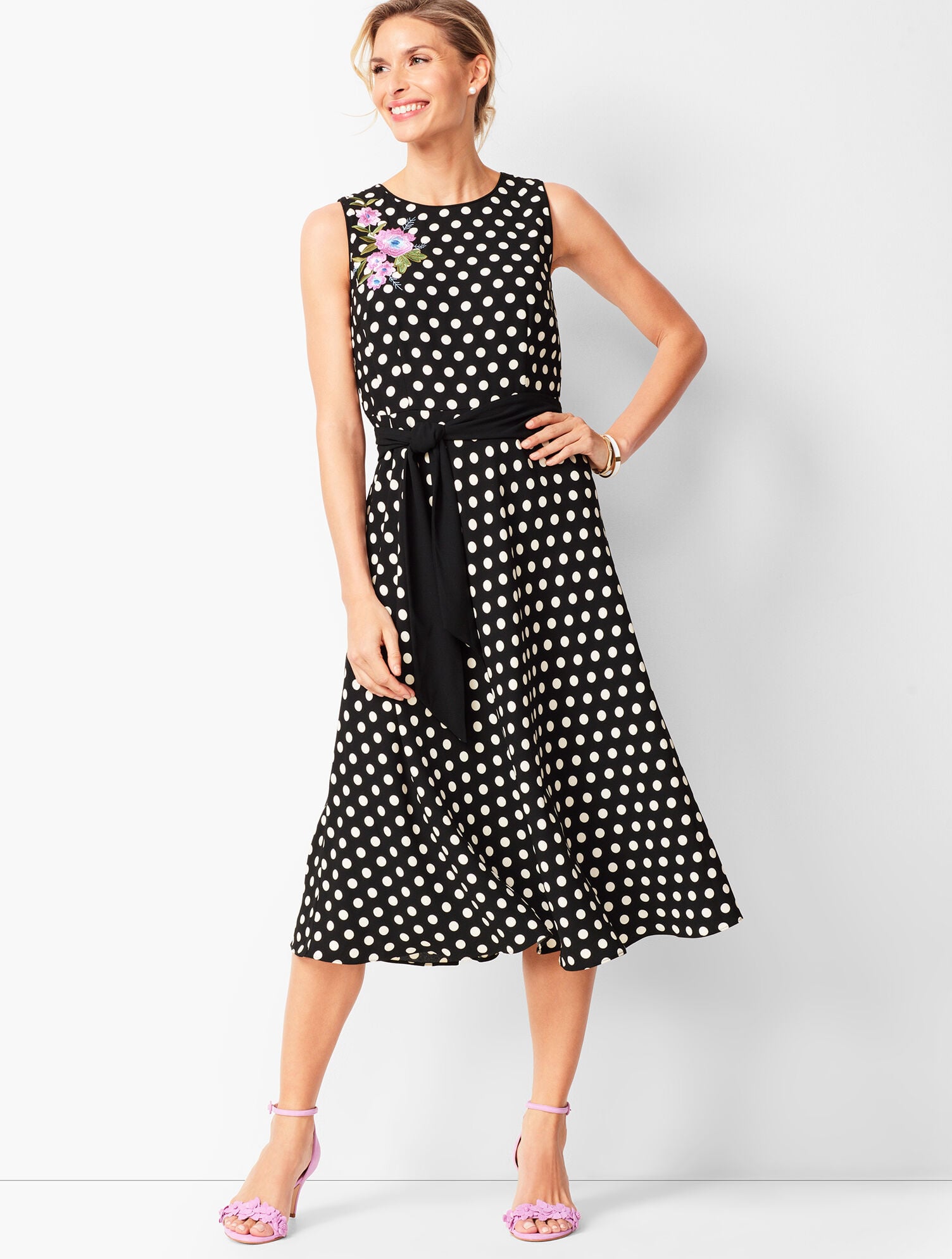 Polka Dot Fit & Flare Dress | Talbots Polka Dot Fit & Flare Dress | Talbots