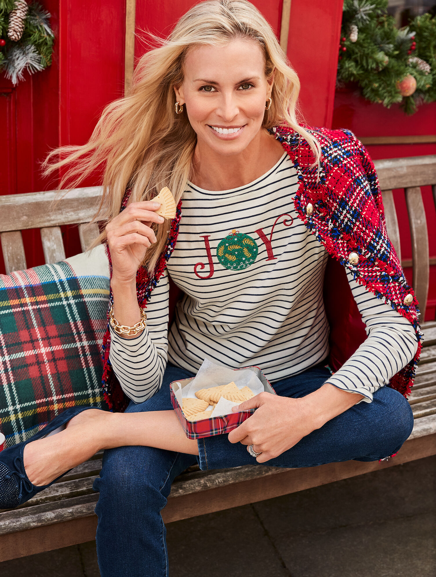 Long Sleeve Crewneck Tee - Joy Stripe
