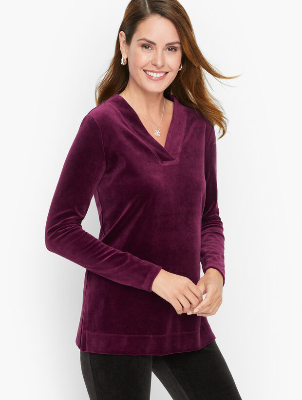 Velour V-Neck Pullover