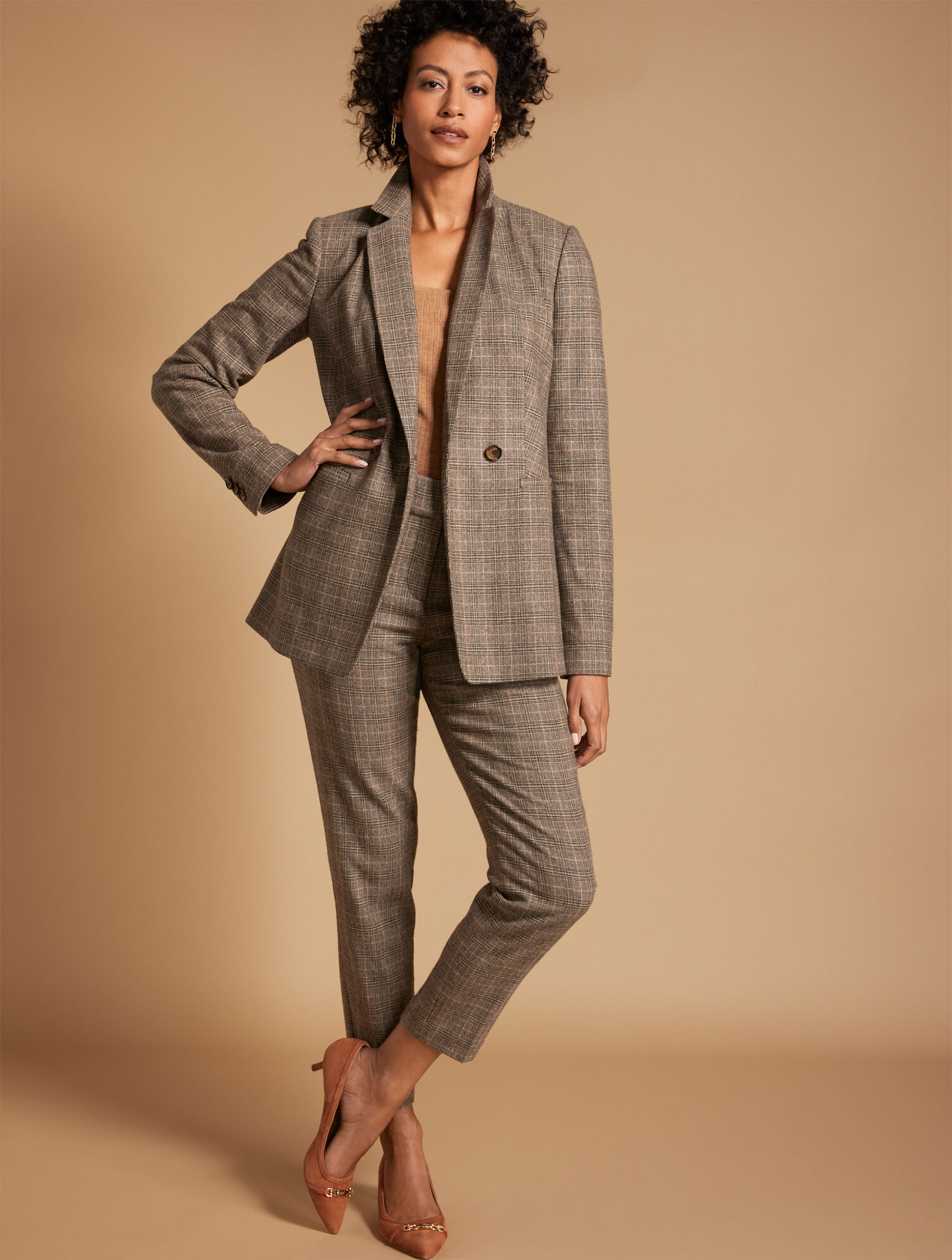 Italian Wool Blend Blazer - Glen Plaid