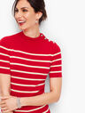 Mockneck Button Shoulder Sweater - Stripe
