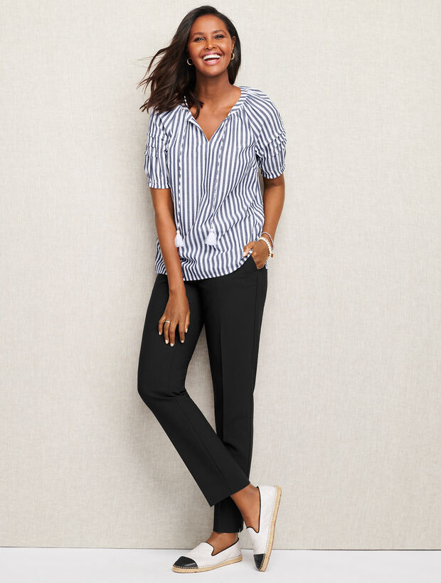 Stripe Pleated Voile Top | Talbots