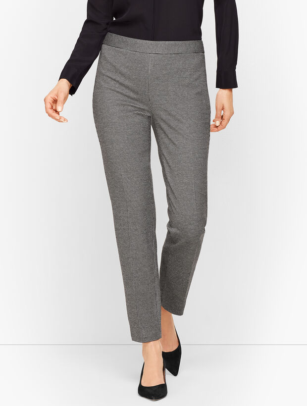 Luxe Knit Slim Ankle Pants - Houndstooth