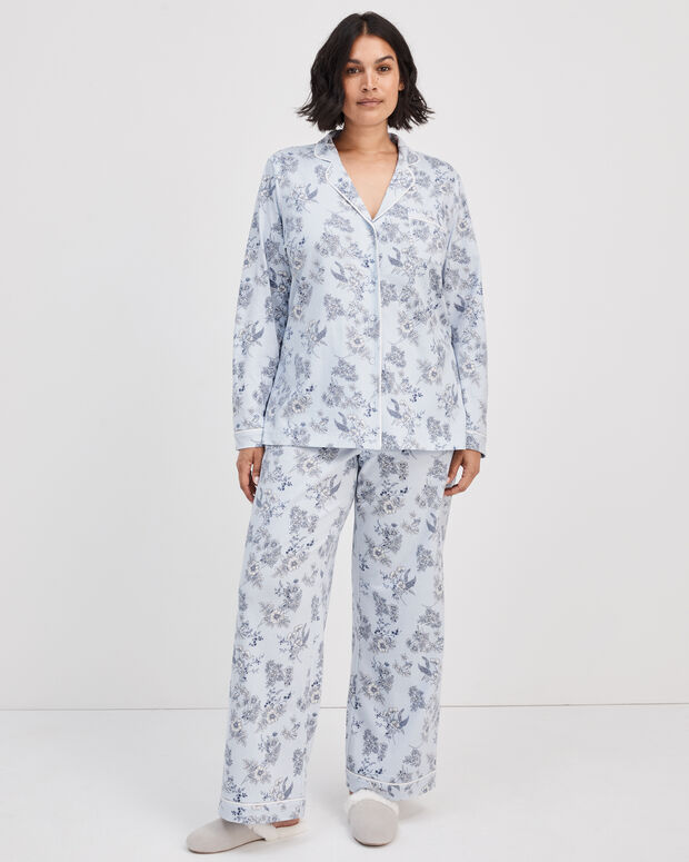 Organic Cotton Jersey Sketched Floral Pajama Shirt
