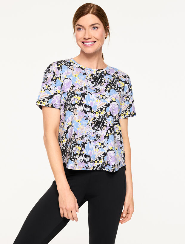 Supersoft Jersey Pleat Back Short Sleeve Tee - Desert Blooms