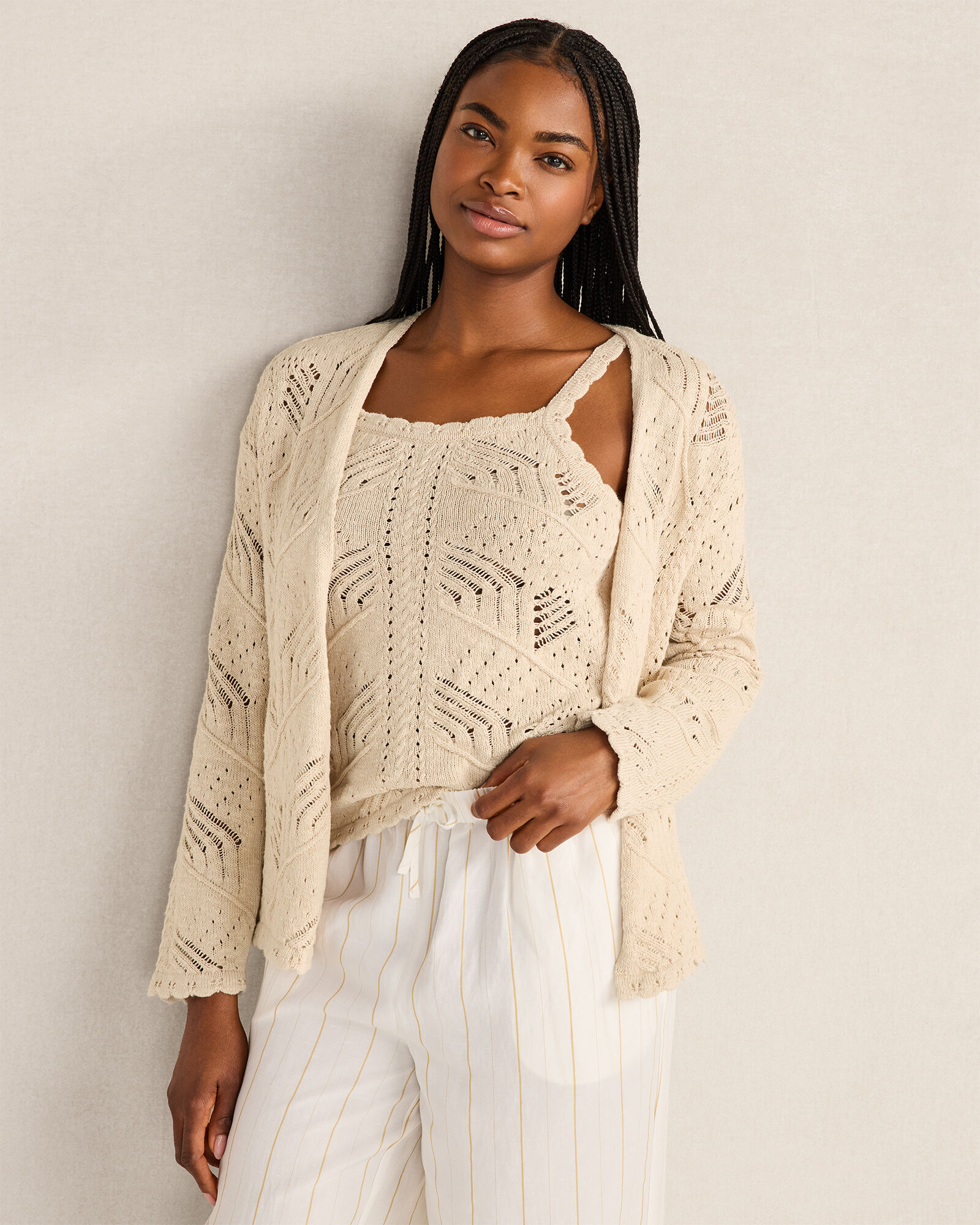 Organic Cotton Pointelle Stitch Cardigan