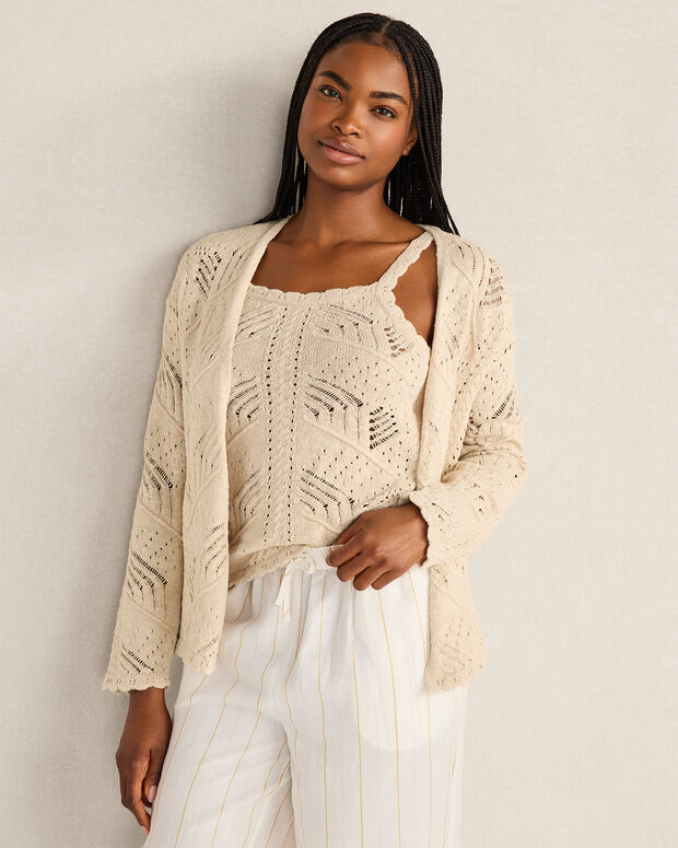 Organic Cotton Pointelle Stitch Cardigan
