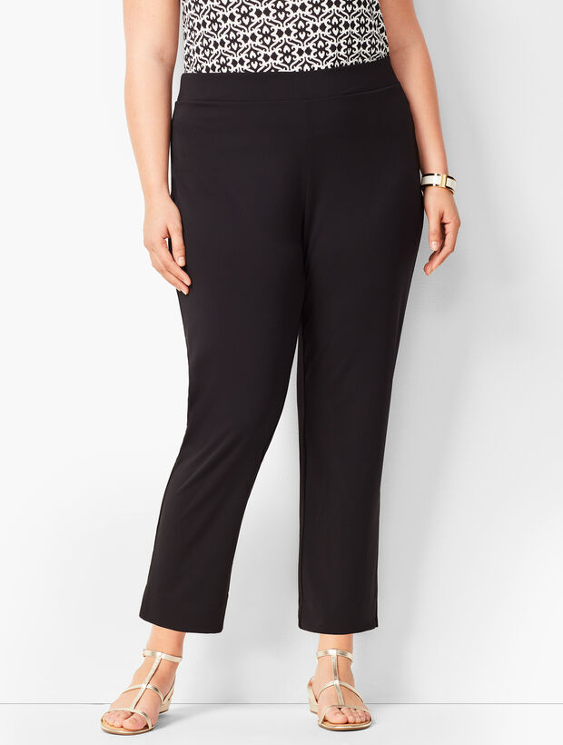 Plus Size Knit Jersey Tapered Ankle Pants