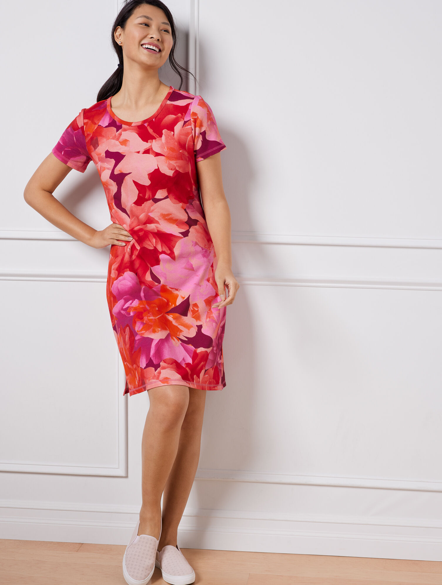 Terry Crewneck Dress - Blended Floral | Talbots