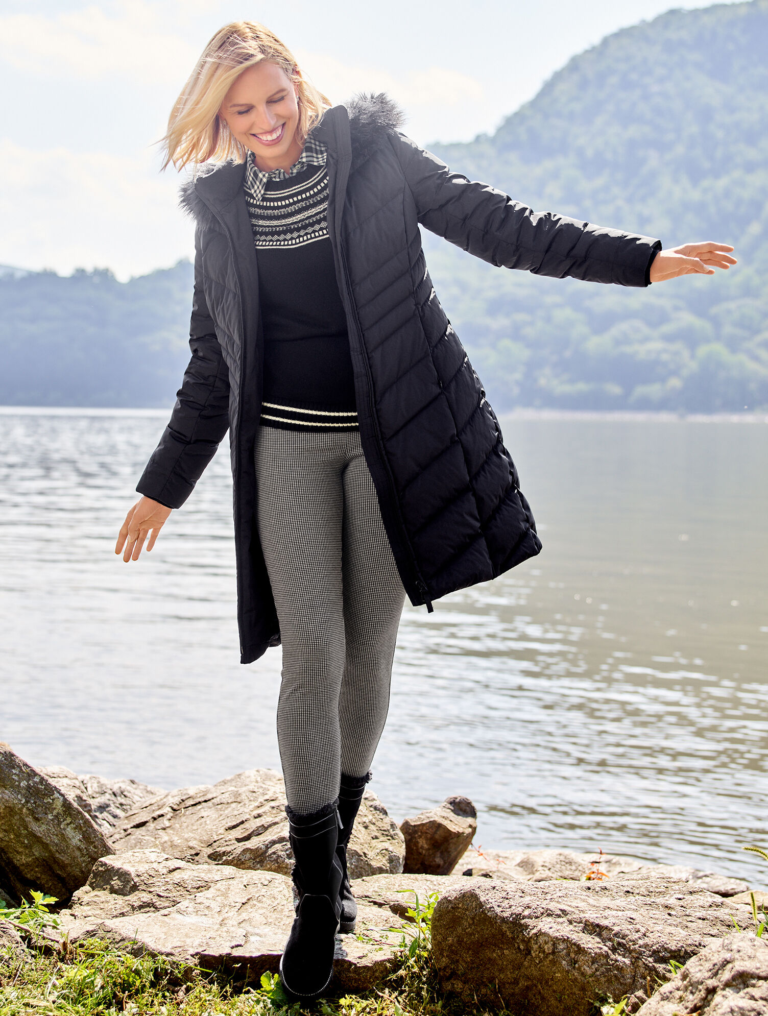 Faux Fur Hooded Long Down Puffer Coat