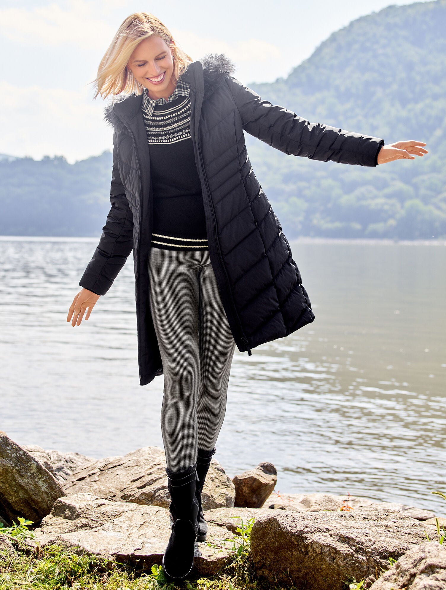 Faux Fur Hooded Long Down Puffer Coat | Talbots