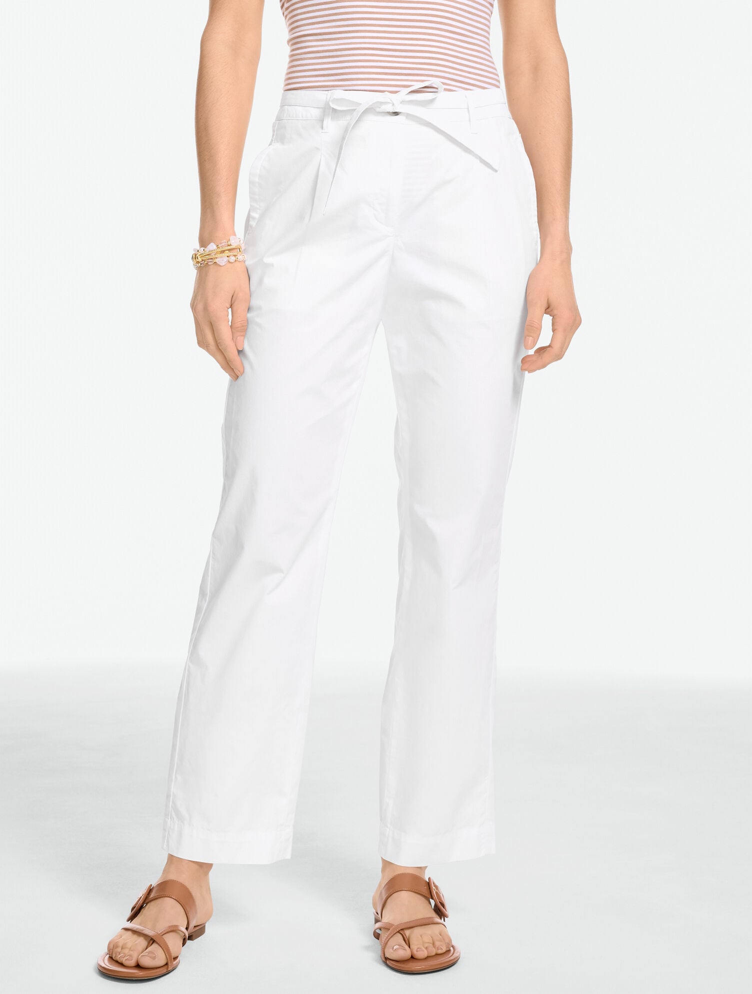 Poplin Straight Ankle Pants