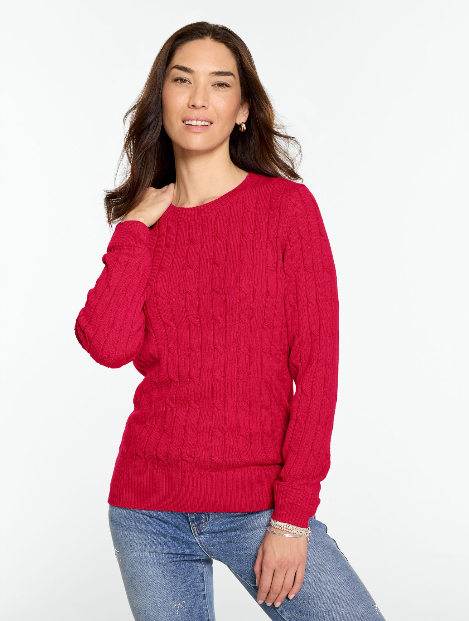 Soft Cable Knit Crewneck Sweater