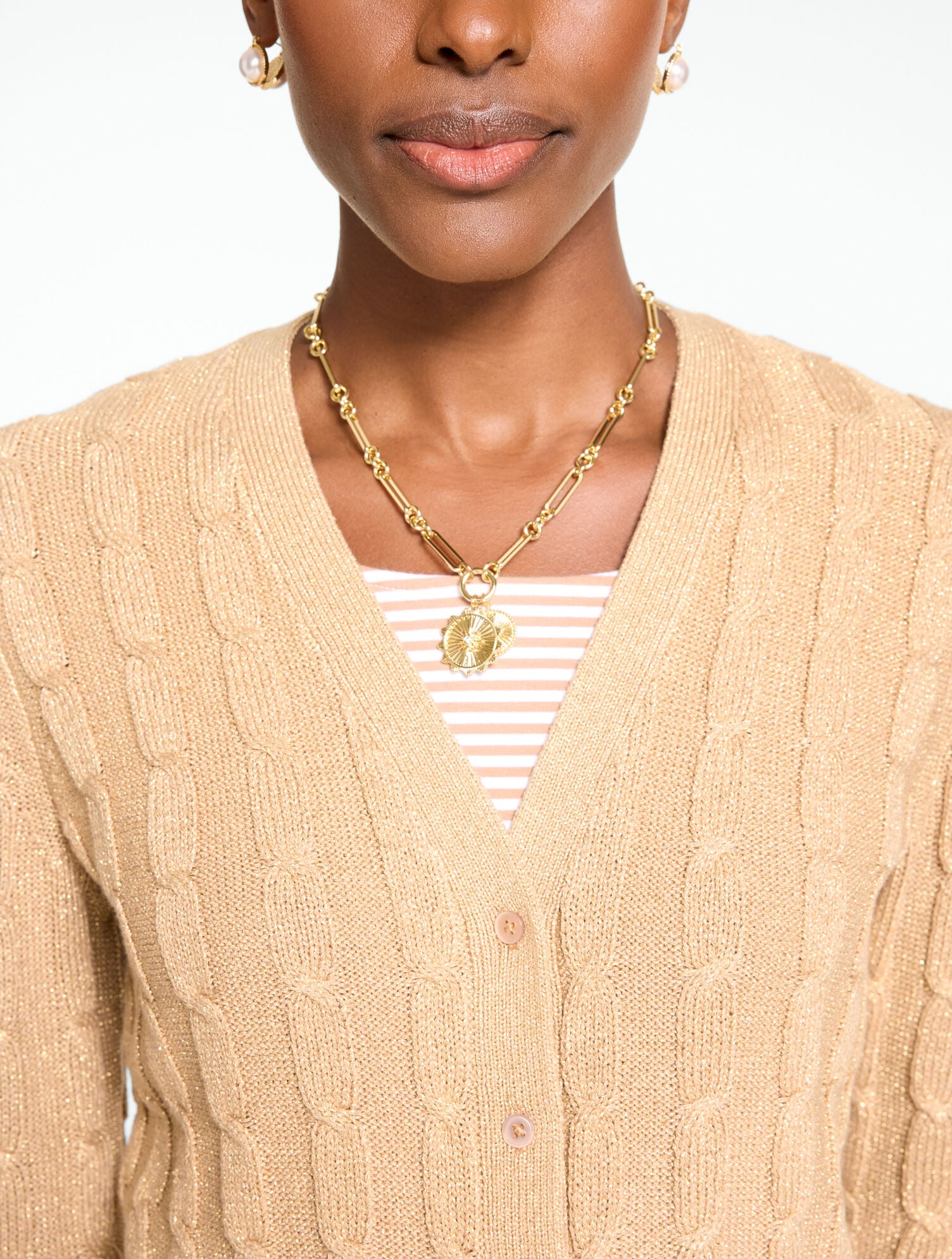 Cable Knit V-Neck Cardigan