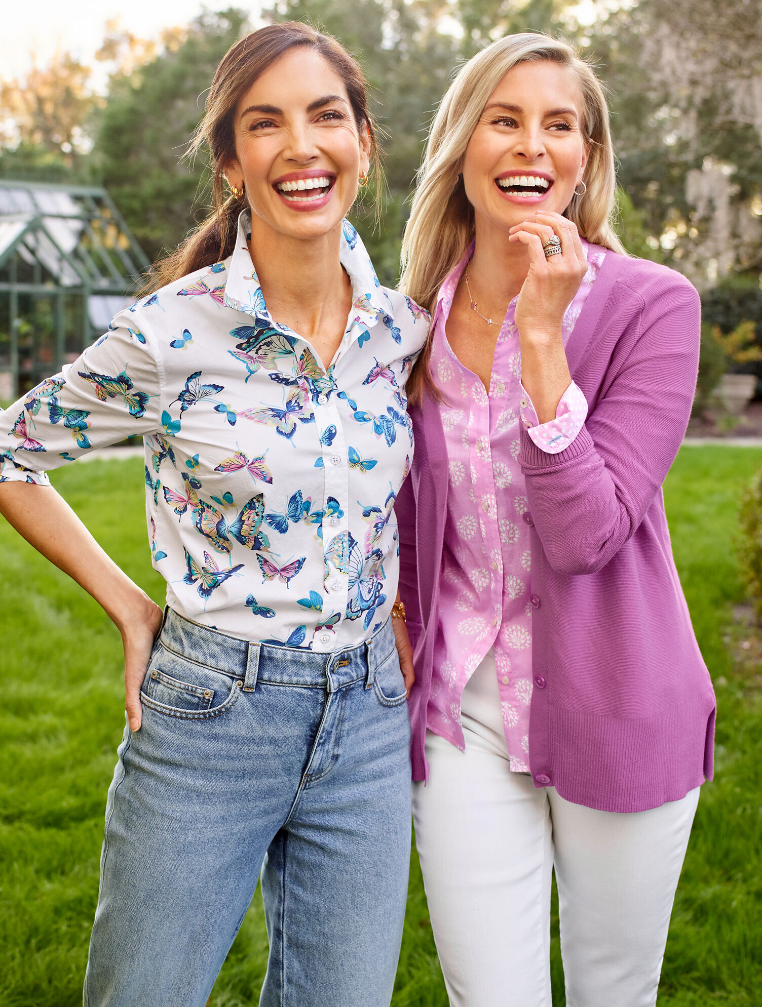 Cotton Button Front Shirt - Exquisite Butterfly