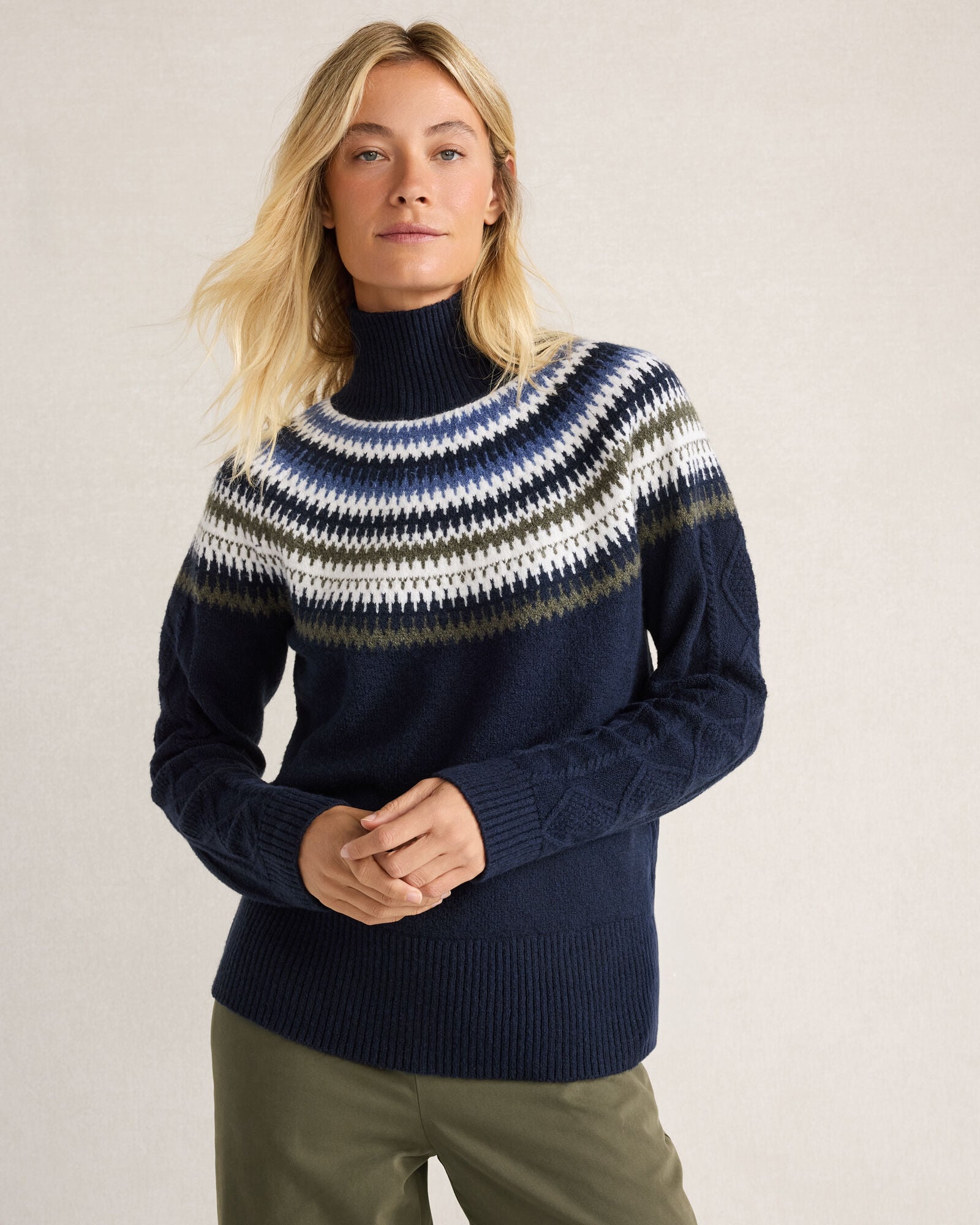 Organic Cotton Blend Fair Isle Mockneck Sweater | Haven Well Within