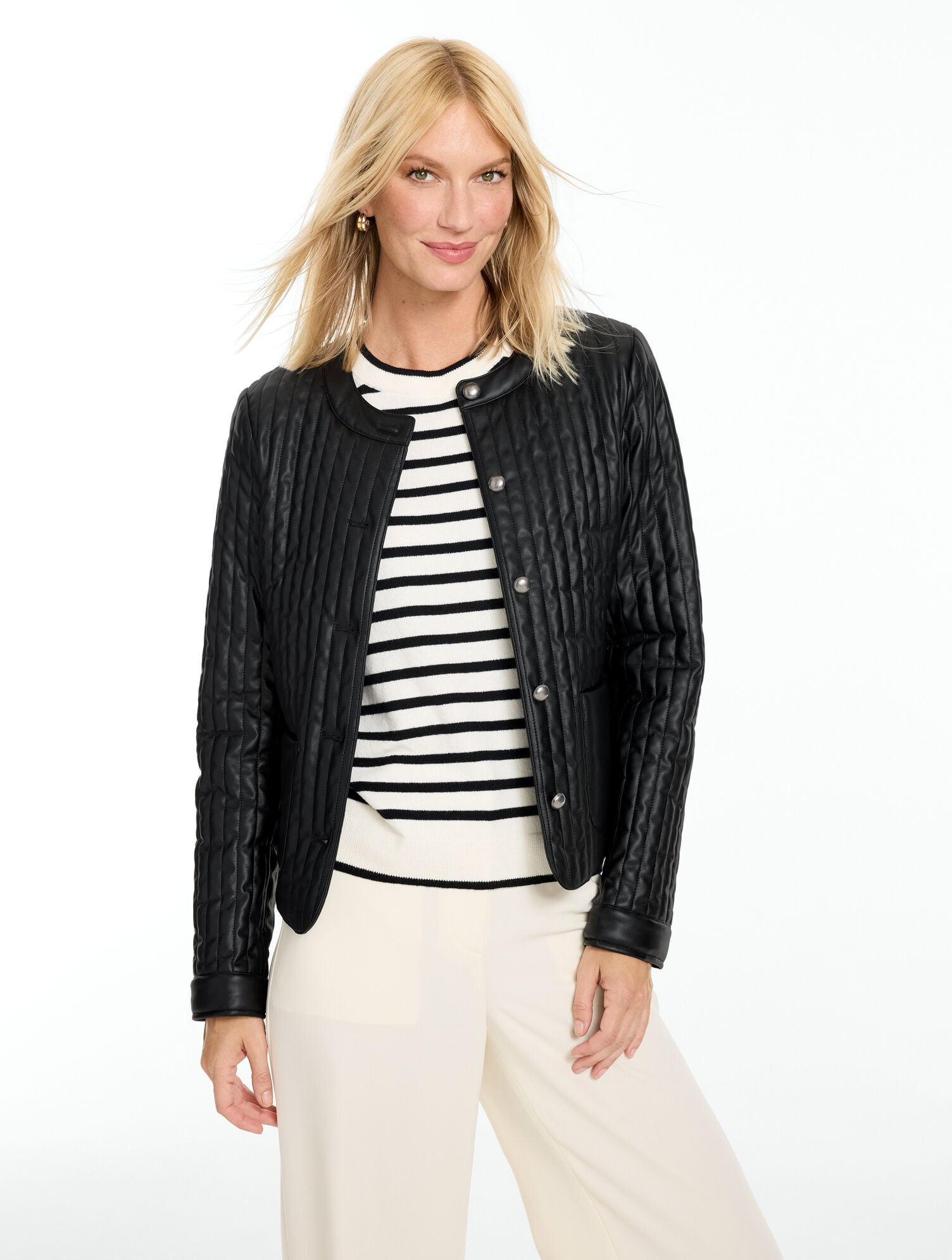 Quilted Faux Leather Jacket