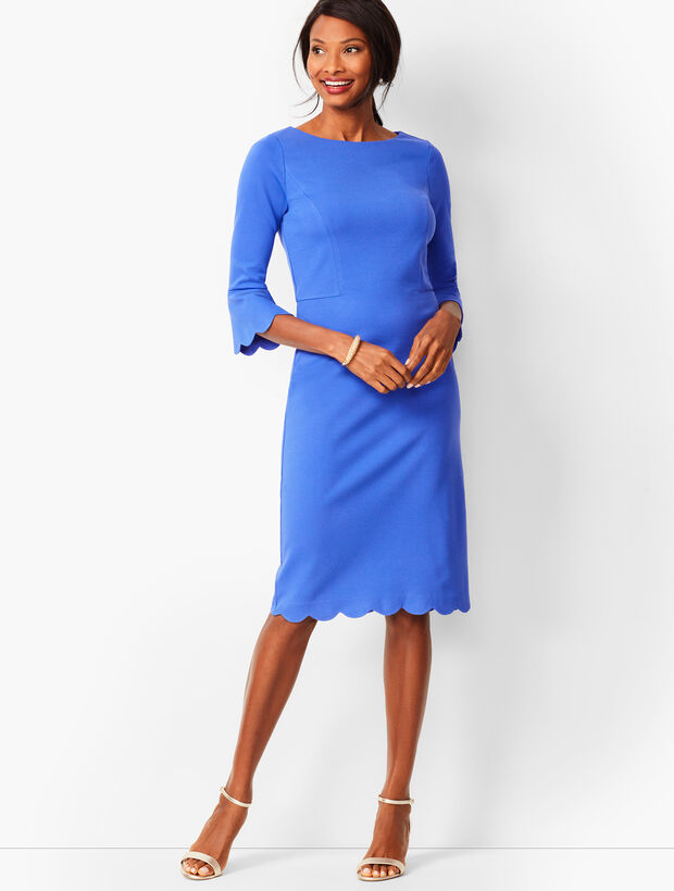 Refined Scallop-Edge Ponte Sheath Dress | Talbots