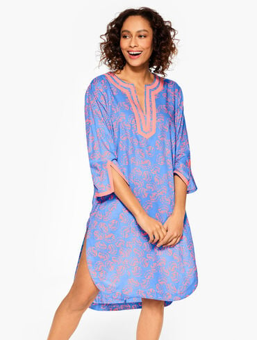 Tossed Shells Voile Caftan Cover-Up