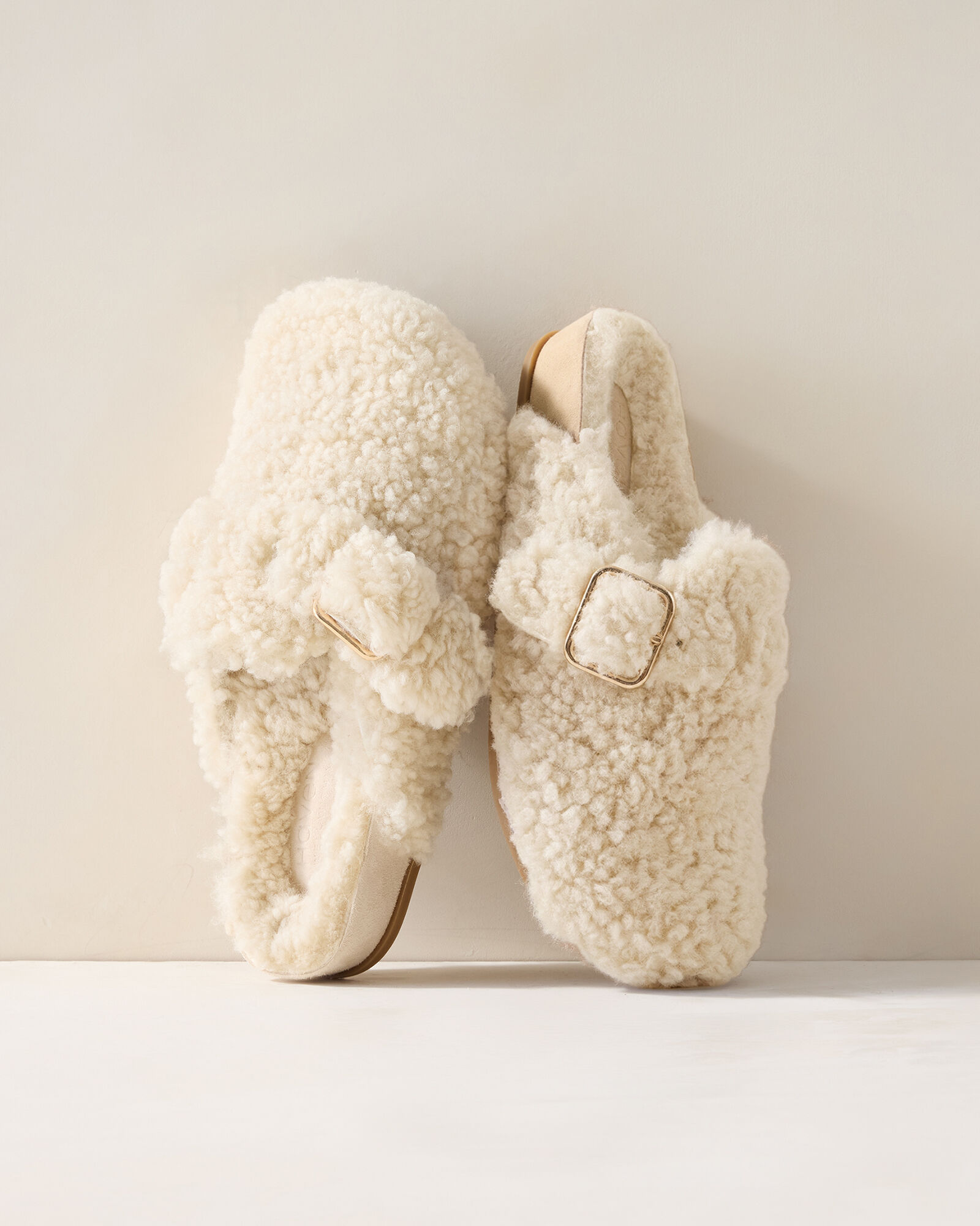 Shearling Buckle Clogs