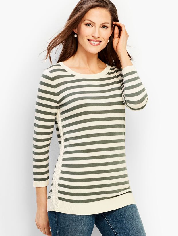 Crochet-Side Stripe Sweater