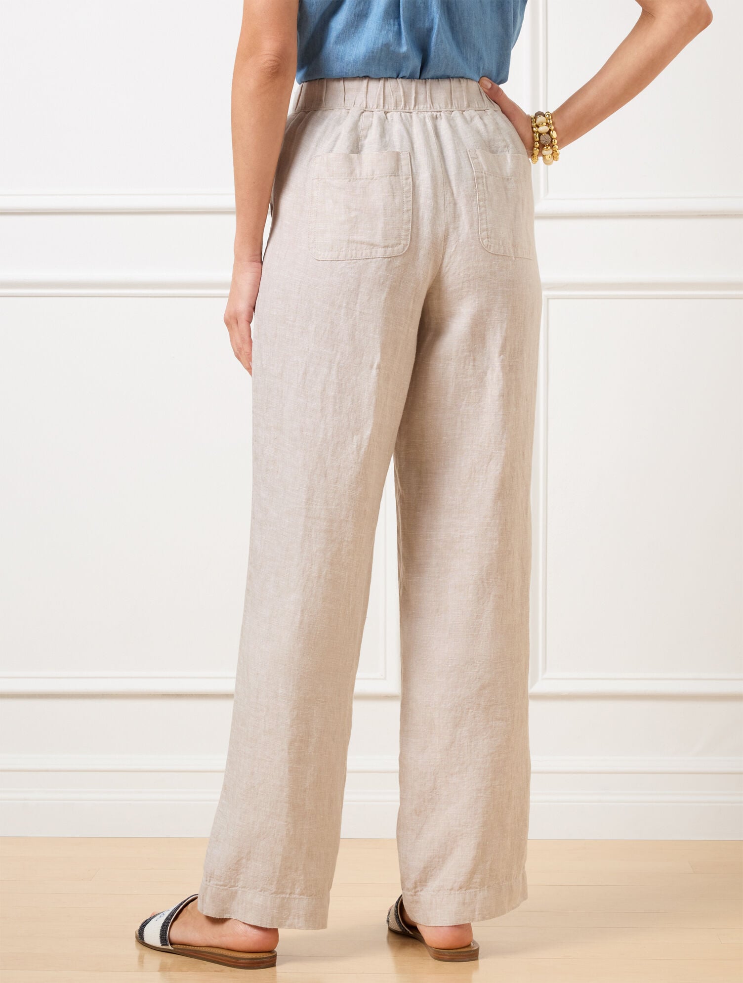 Wide Leg Washed Linen Pants - Cross-Dyed | Talbots display picture 1